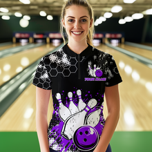 Load image into Gallery viewer, Purple Watercolor Bowling Shirts Men Women Team Custom Bowling Polo &amp; 1/4 Zip Shirt MBL60