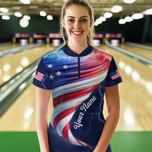 Load image into Gallery viewer, American Bowling Shirt for Men Women Custom Quarter-Zip Bowling Team League QZT616