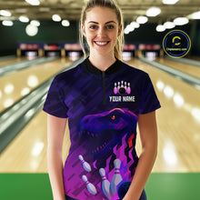 Load image into Gallery viewer, Dinosaur Purple Bowling Shirts for Men Women Custom Team Bowling Jerseys for Bowlers MBL133