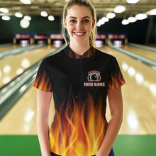 Load image into Gallery viewer, Personalized Bowling Jersey with Name Bowling Team Jersey Bowling Quarter-Zip for Women Shirt QZT17