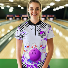 Load image into Gallery viewer, Purple Bowling Shirts Custom Watercolor Bowling Jersey for Men Women with Team Name MBL53