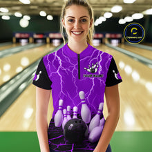 Load image into Gallery viewer, Purple Thunder Lightning &amp; Lava Bowling Shirt for Men Women Team Bowling Jersey MBL92
