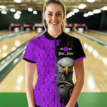 Load image into Gallery viewer, Purple Eagle Bowling Custom Women Bowling Shirt Polo &amp; Quarter-Zip Bowling Team Jerseys HNT49