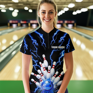 Thunder Lightning Blue Bowling Shirt Custom Bowling Jersey for Men Women Team MBL66