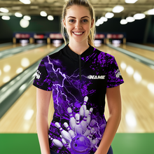 Load image into Gallery viewer, Purple Thunder Lightning Bowling Shirt Custom Colorful Bowling Jersey Men Women Team MBL67