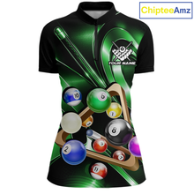 Load image into Gallery viewer, Custom Ball Pool Shirts Green Billiard Shirt for Women Billiard Team Jersey Billiard League NNT180