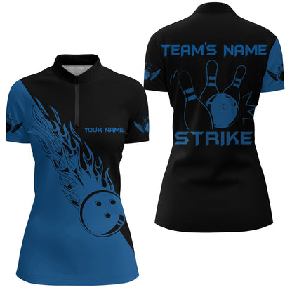 Strike Bowling Quarter-Zip Shirt For Women Custom Bowling Team Jersey BDT195