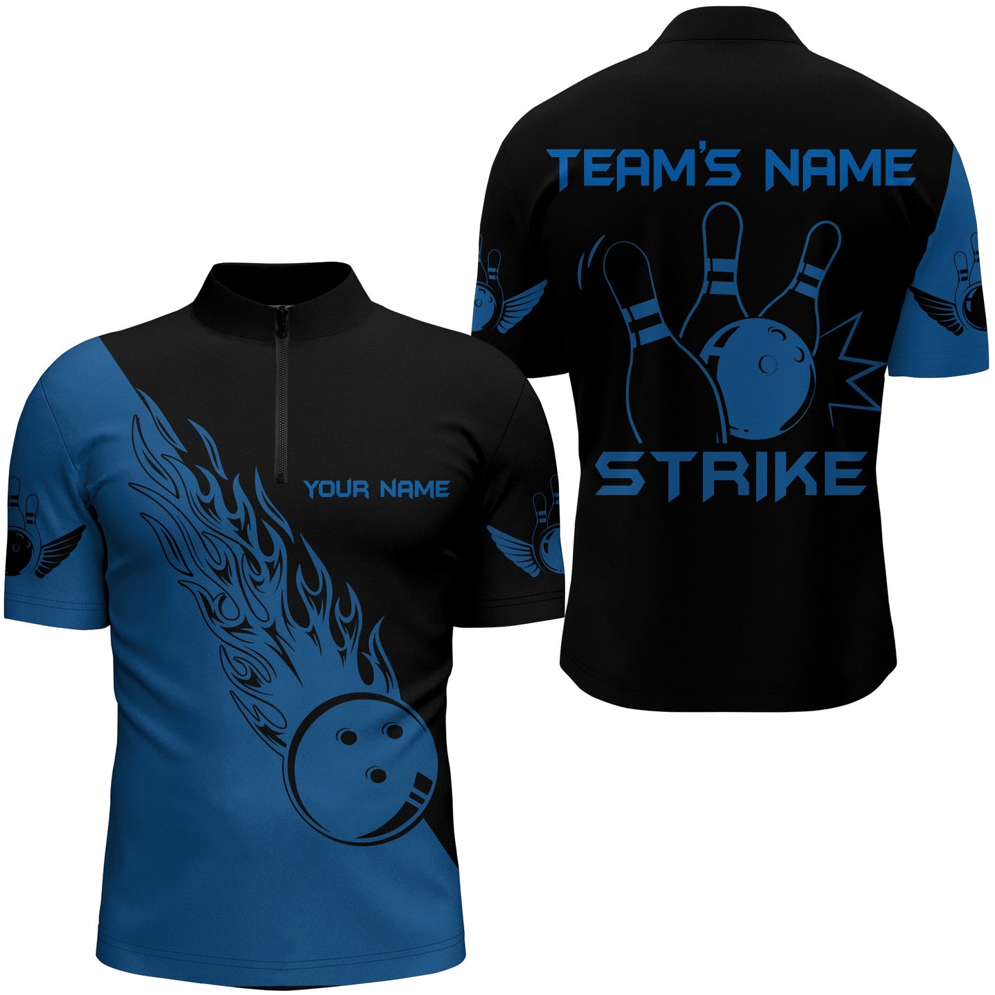 Strike Bowling Quarter-Zip Shirt For Men Custom Bowling Team Jersey BDT194