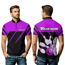 Load image into Gallery viewer, Purple Bowling Shirt Custom Bowling Jersey for Men Women Bowling Polo&amp;1/4 Zip Shirts MBL51