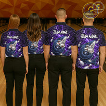 Load image into Gallery viewer, Purple Lightning Thunder Angry Shark Bowling shirts For Men Custom Shark Bowling Team Jerseys NQS11757