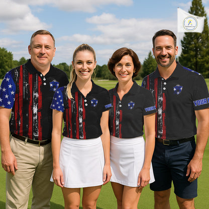 Custom Mens Golf Polo Shirt USA Flag, Golf Family Team Shirt, School Team Golf Shirt, Patriotic Golf Shirt NHT715