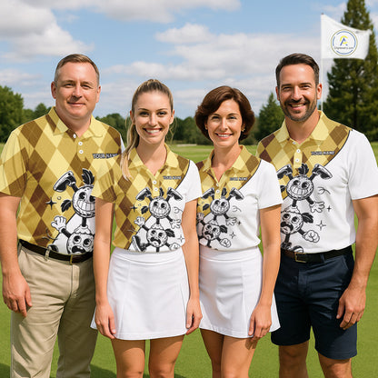 Funny Golf Ball Pattern Argyle Mens Golf Polo Shirts Custom Golf Outfits Men, Green Golf Tops NHT786