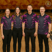 Load image into Gallery viewer, Black and Pink Bowling Polo, Quarter Zip Shirts For Men Custom Team Bowling Jersey, Gift For Bowlers NQS11633