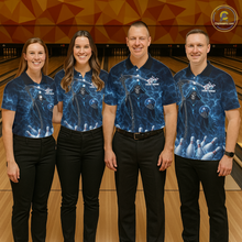 Load image into Gallery viewer, Blue Thunder Lightning Bowling Shirt for Women Bowling League Jersey Polo &amp; Quarter-Zip Bowling Outfit QZT932