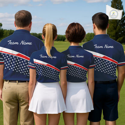 Blue Navy American Flag Mens Golf Polo Shirts Custom Patriotic Team Golf Shirts For Men Golf Gifts NHT693