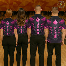 Load image into Gallery viewer, Black and Pink Bowling Polo, Quarter Zip Shirts For Men Custom Team Bowling Jersey, Gift For Bowlers NQS11633