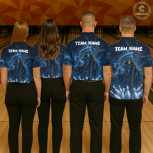 Load image into Gallery viewer, Blue Thunder Lightning Bowling Shirt for Women Bowling League Jersey Polo &amp; Quarter-Zip Bowling Outfit QZT932