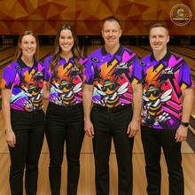 Load image into Gallery viewer, Custom Funny Bee Graffiti Pattern Bowling Jersey for Men Bowling Team Shirts Polo &amp; 1/4 Zip HNT174