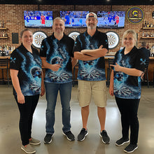 Load image into Gallery viewer, Custom Blue Ice Smoke Skull Dartboard Darts Quarter- Zip Shirt For Women Dart League Jerseys NYN2122