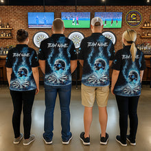 Load image into Gallery viewer, Custom Blue Ice Smoke Skull Dartboard Darts Quarter- Zip Shirt For Women Dart League Jerseys NYN2122