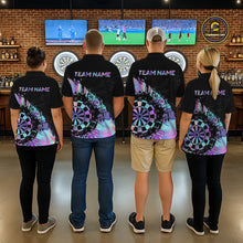 Load image into Gallery viewer, Purple Holographic Dartboard Grunge Dart Quarter-Zip  Shirts For Men Custom Name For Darters NYN2282