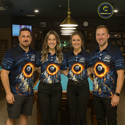 Personalized Funny Wolf 8 Ball Pool Women Billiard Polo & 1/4 Zip, Billiard Shirt, Billiard Team Jerseys NNT144