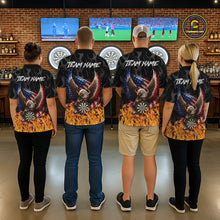Load image into Gallery viewer, Personalized Fire Flame US Flag Eagle Dart Polo &amp; 1/4-Zip Shirts For Women Patriotic Dart Gifts NYN2795