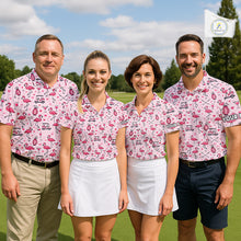 Load image into Gallery viewer, Funny Pink Flamingo Pattern Mens Golf Polo Shirt Custom Name Hawaiian Flamingo Golf Shirts NHN0191
