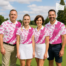 Load image into Gallery viewer, Funny Womens Golf Polo Shirts Custom Pink Frog Pattern Golf Attire For Men Personalized Golfer Gifts NHN0136