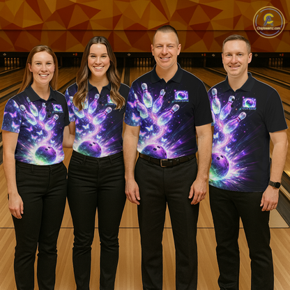 Neon Aurora Bowling Shirt Custom Galaxy Glow Bowling Jersey for Women Polo & Quarter-Zip QZT967