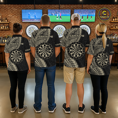 Custom Yellow Tribal Dart Shirts for Men Dart Team Jersey Dartboard Gifts Polo & 1/4 Zip NNT163