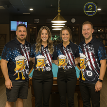 Load image into Gallery viewer, Custom Funny US Flag Beer 8 Ball Pool Women Billiard Polo &amp; 1/4 Zip, Billiard Shirt, Billiard Team Jerseys NNT146