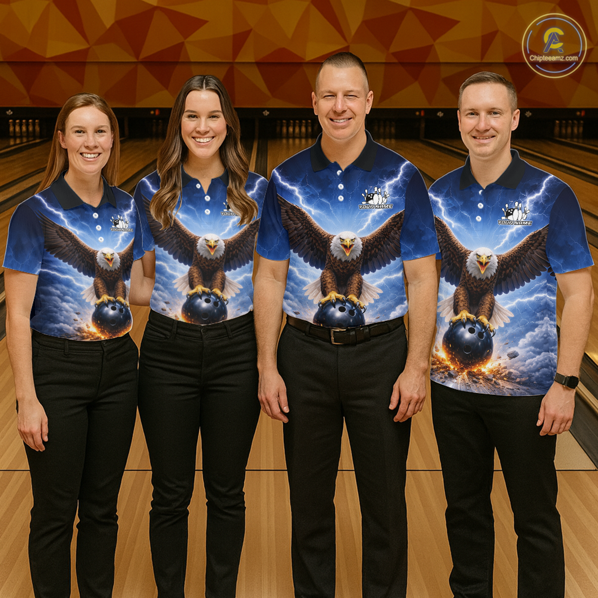 Personalized Thunder Lightning Eagle Bowling Jersey for Women Bowling Team Shirts Bowling League HNT484