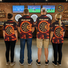 Load image into Gallery viewer, Red Flaming Roses Dartboard &amp; Arrow Custom Women Darts Quarter-Zip Shirts Fire Flame Dart Jerseys NYN2264