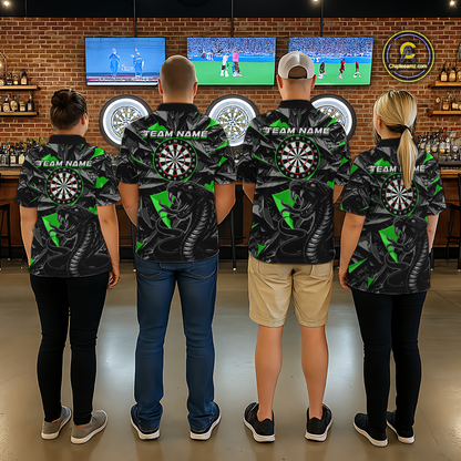Green Custom Cobra Snake Dart Shirts for Women Dart Team Jersey Dartboard Gifts Polo & 1/4 Zip NNT162