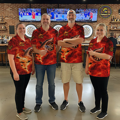 Fire Flame Tornado Funny Shark Darts Polo Shirt For Women Custom Dart Team League Shirt|Red NYN2657