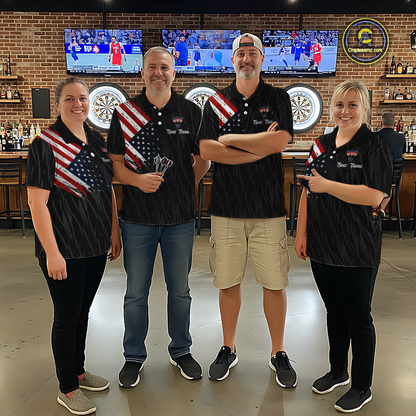 Custom US Flag Eagle Darts Shirt for Men Darts Team Jerseys Dart Tournament Polo & 1/4 Zip NNT111