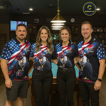 Load image into Gallery viewer, Custom American Flag Splatter Eagle 8 Ball Pool Billiard Shirts For Men Patriotic Billiard Team Jersey NYN2778