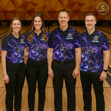 Load image into Gallery viewer, Personalized Raccoon Wizard Bowling Shirt for Men Purple Thunder Lightning Bowling Jersey QZT920