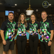 Load image into Gallery viewer, Custom Ball Pool Shirts Green Billiard Shirt for Women Billiard Team Jersey Billiard League NNT180