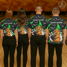 Load image into Gallery viewer, Custom Green Capybara Bowling Jersey for Women Bowling Team Shirts Bowling Polo &amp; 1/4 Zip HNT255