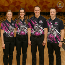 Load image into Gallery viewer, Custom Pink Raccoon Bowling Jersey for Women Bowling Team Shirts Bowling Polo &amp; 1/4 Zip HNT254