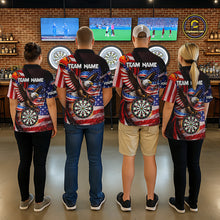 Load image into Gallery viewer, Custom US Flag Funny Eagle Dartboard Darts Women Polo &amp; 1/4-Zip Shirts Patriotic Dart Team Jerseys NYN2805
