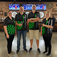 Load image into Gallery viewer, Custom Green US Flag Darts Shirt for Women Darts Team Jerseys Dart Tournament Polo &amp; 1/4 Zip NNT116