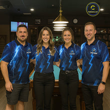 Load image into Gallery viewer, Thunder Lightning Billiard Ball Shirt For Women Custom Blue Flames 8 Ball Billiard Pool Jersey NYN3133