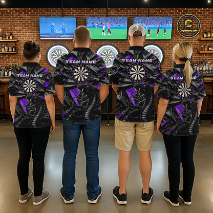 Purple Custom Cobra Snake Dart Shirts for Men Dart Team Jersey Dartboard Gifts Polo & 1/4 Zip NNT162