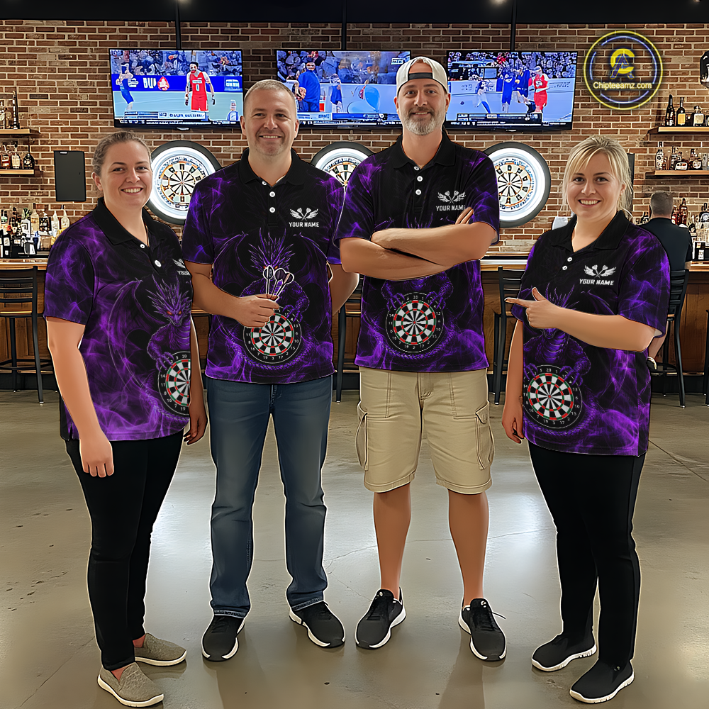 Custom Purple Dragon Darts Board Dart Shirts For Women Darts Team Jerseys Polo & 1/4 Zip NNT121