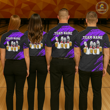 Load image into Gallery viewer, Custom Purple Funny Bowling Tournament Jersey for Men Bowling Team Shirts Polo &amp; 1/4 Zip HNT178