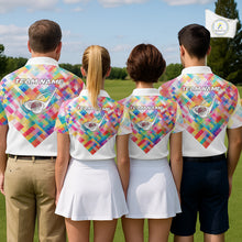 Load image into Gallery viewer, Geometric Pink Womens Golf Polo Shirts Custom Name Golf Shirts For Ladies Personalized Golf Gifts NHN0089