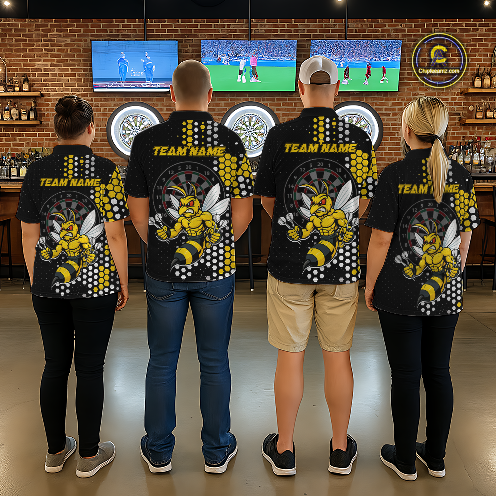 Custom Funny Bee Dart Team Shirt for Women Dart League Jersey Polo & 1/4-Zip Dartboard Shirt Outfit DHT17